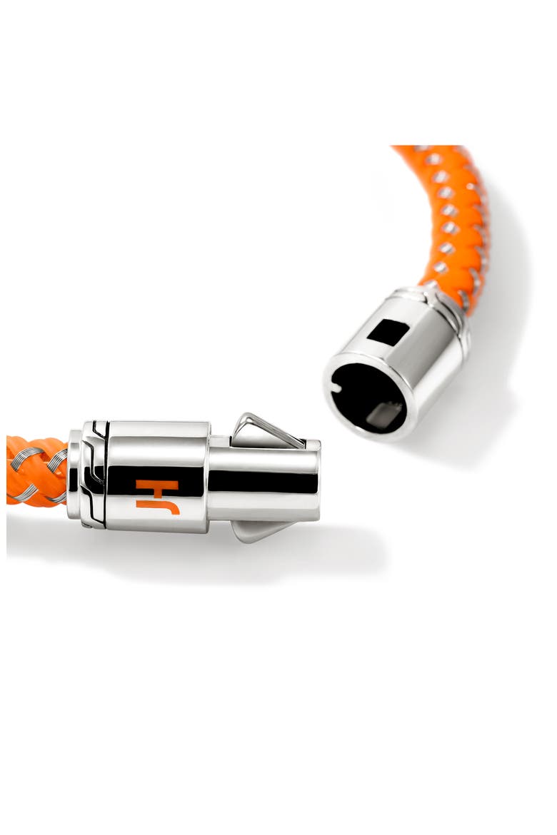 Cord Bracelet, Sterling Silver, Rubber, Alternate, color, ORANGE/ SILVER