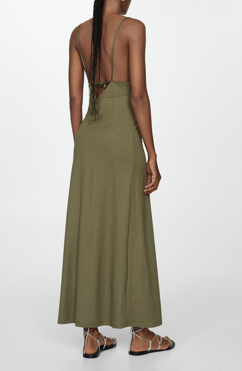MANGO Empire Waist A-Line Dress, Alternate, color, Khaki Green