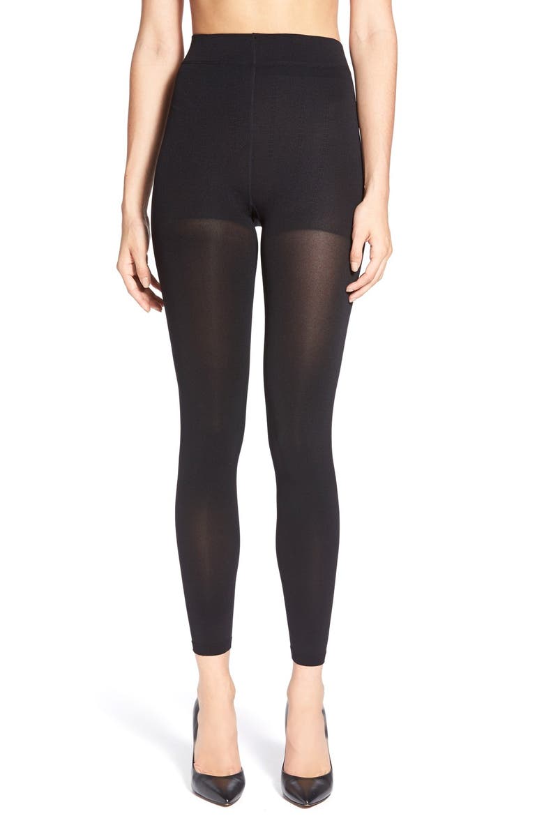 Opaque Footless Tights, Main, color, BLACK