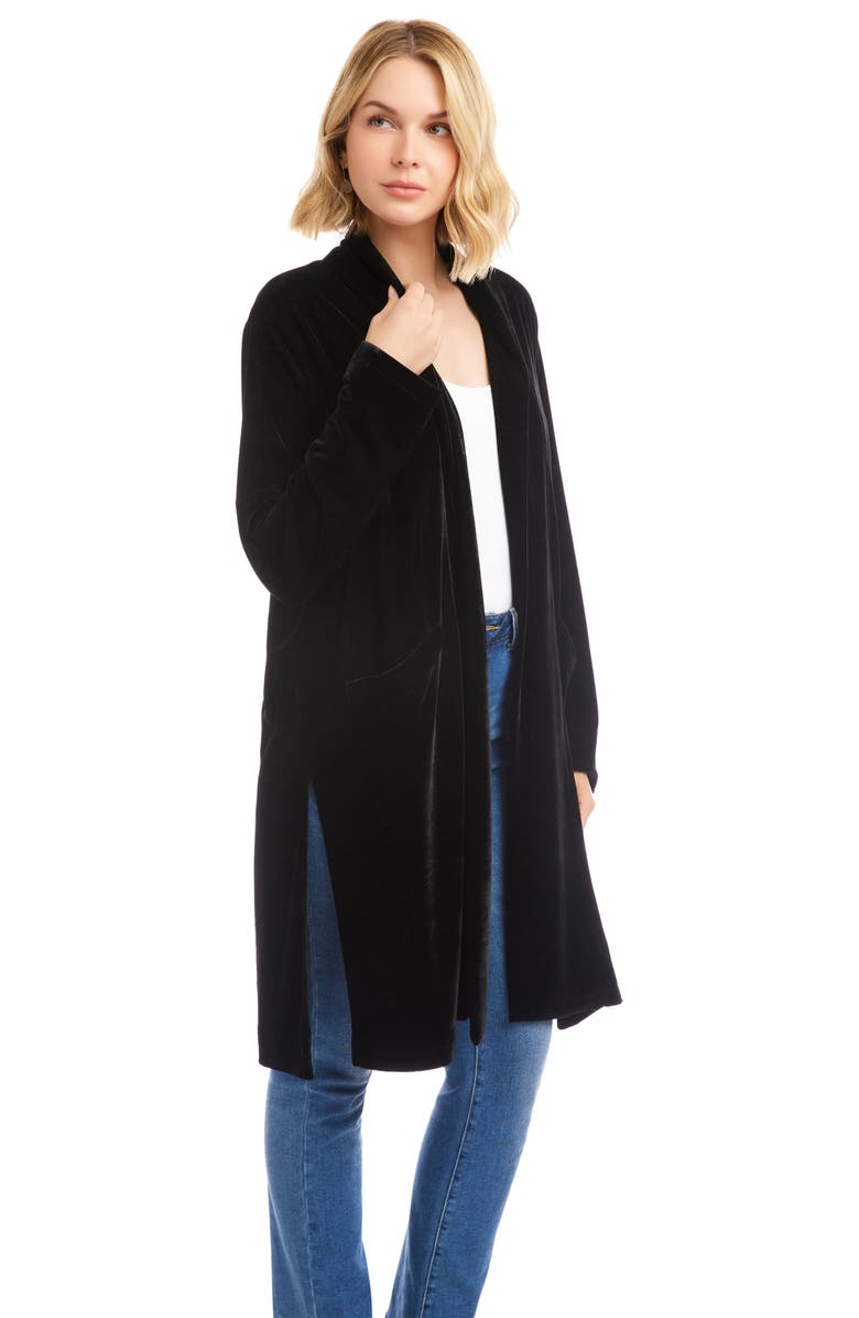 Karen Kane Velvet Duster, Alternate, color, Black
