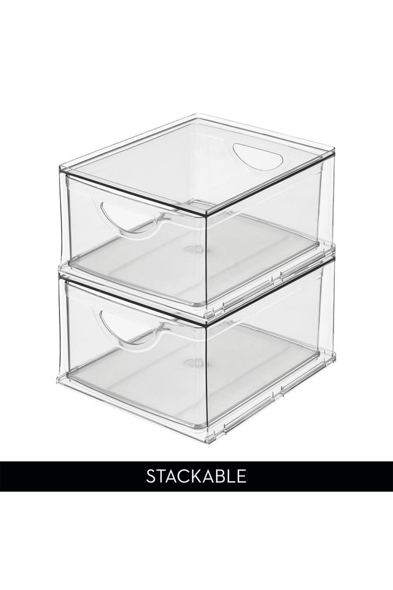 Stackable Storage Drawer for Pantry, Set of 2, Clear, Made in USA, Alternate, color, Clear