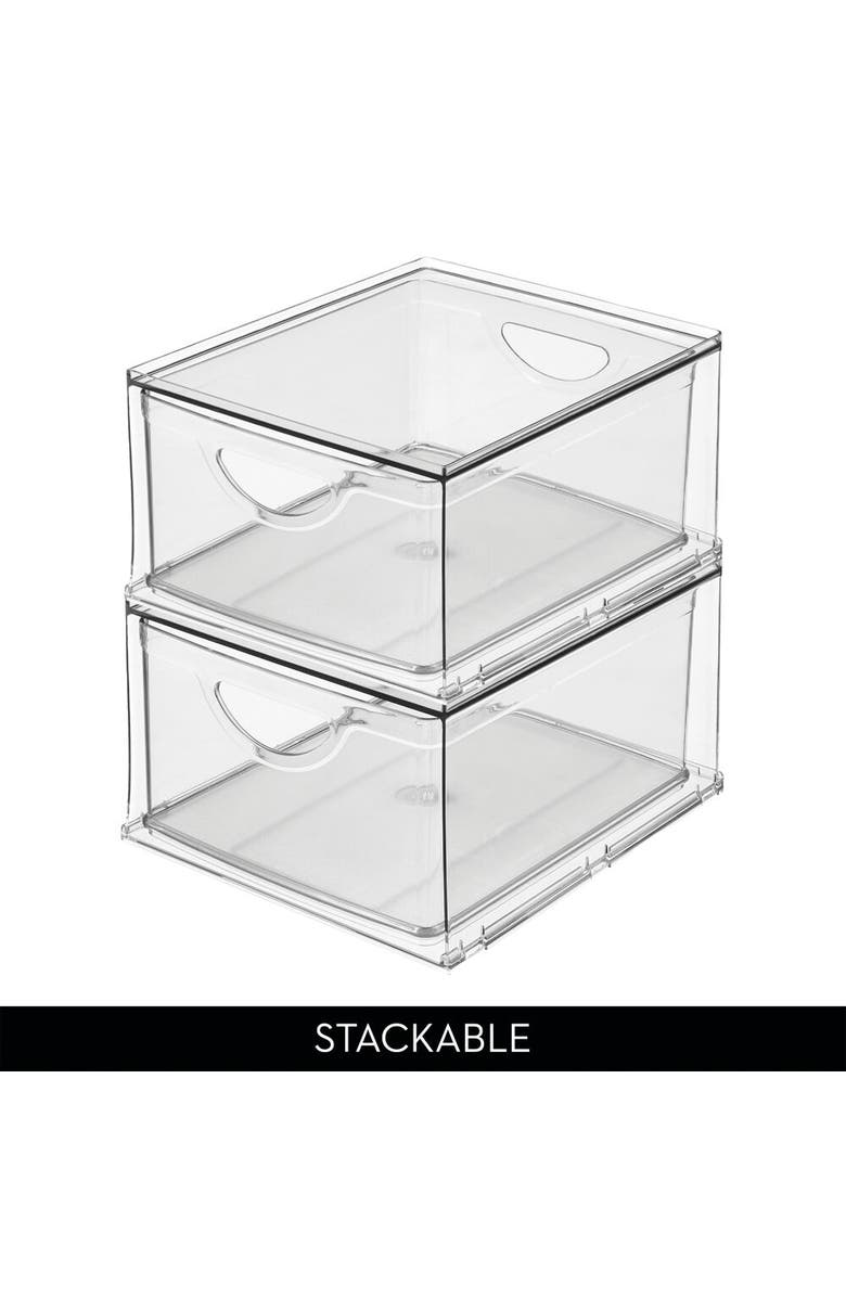 mDesign Stackable Storage Drawer for Pantry, Set of 2, Clear, Made in USA, Alternate, color, Clear