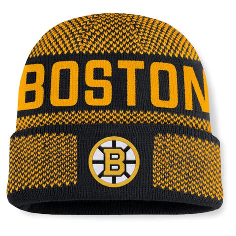 Men's Fanatics Black/Gold Boston Bruins Fundamentals Shelter Cuffed Knit Hat