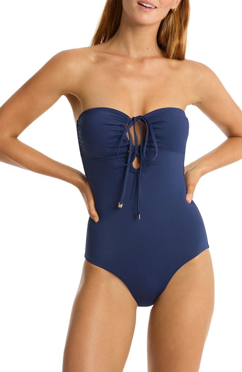 Sea Level Infinity Convertible Gathered Keyhole One-Piece Swimsuit, Main, color,