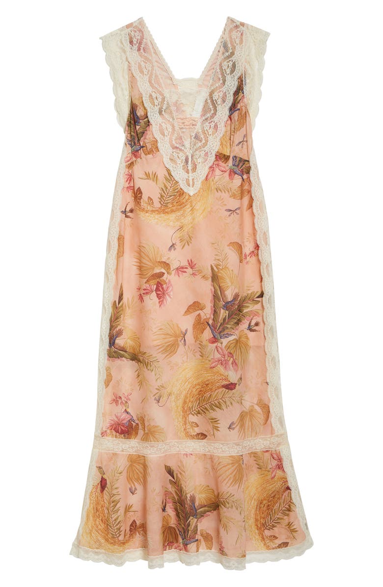 Zimmermann Ascension Lace Trim Floral Dress, Alternate, color, Pink Palm Floral