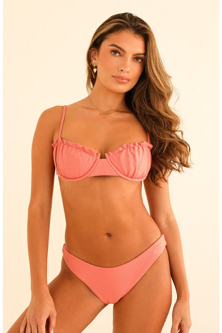 Nocturnal Cheeky Bikini Bottom, Main, color, Tearose Waffle