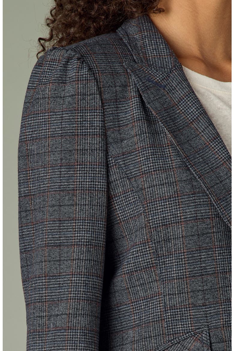 Puff Shoulder Blazer, Alternate, color, CHARCOAL UMBER MULTI