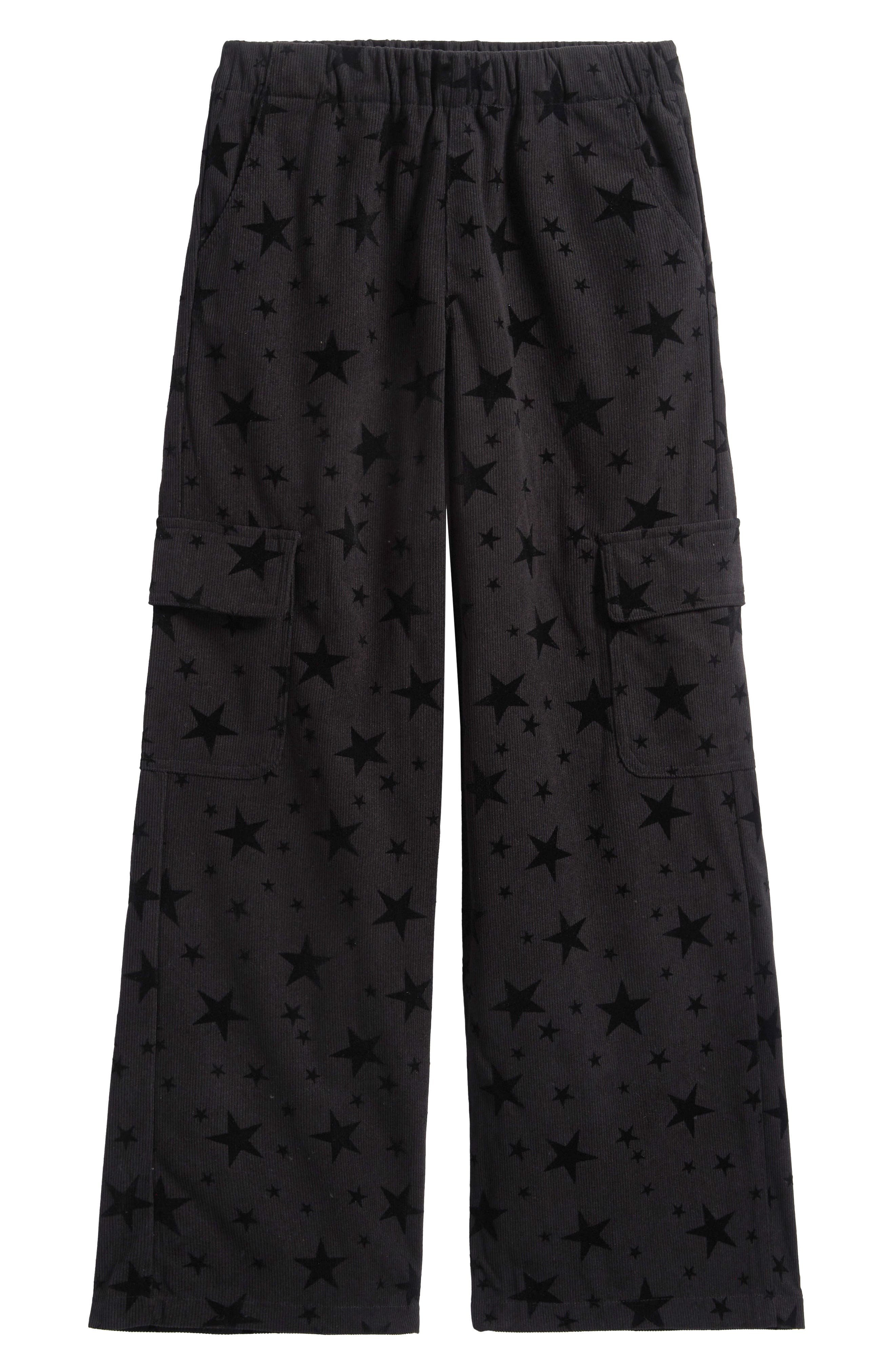 Tractr Kids' Star Print Wide Leg Corduroy Cargo Pants
