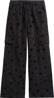 Tractr Kids' Star Print Wide Leg Corduroy Cargo Pants