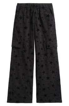 Tractr Kids' Star Print Wide Leg Corduroy Cargo Pants