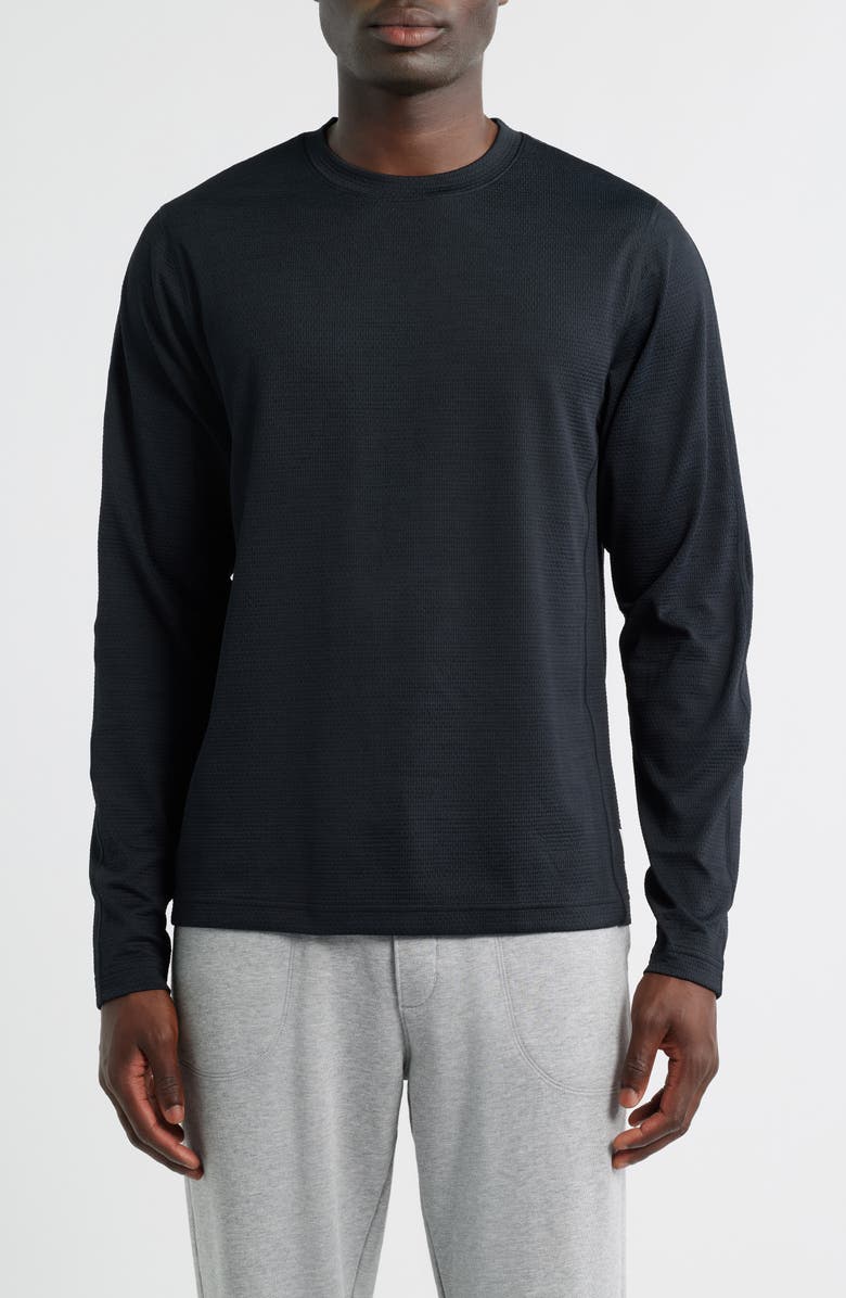 Reigning Champ Solotex<sup>®</sup> Mesh Tiebreak Performance Long Sleeve T-Shirt, Main, color, Heather Black