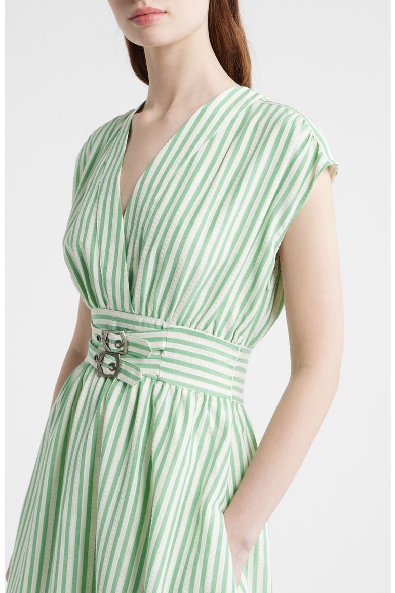 Stripe Fit & Flare Midi Dress, Alternate, color, GREEN