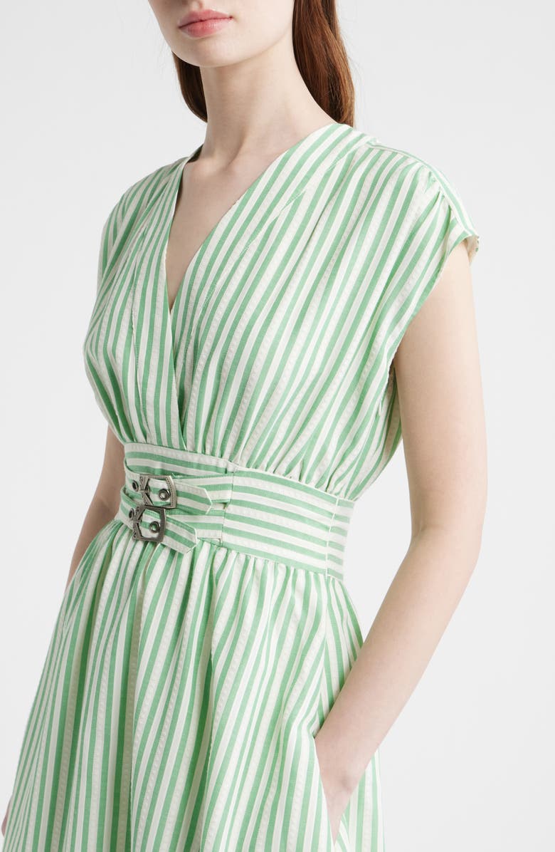 ZOE AND CLAIRE Stripe Fit & Flare Midi Dress, Alternate, color, Green