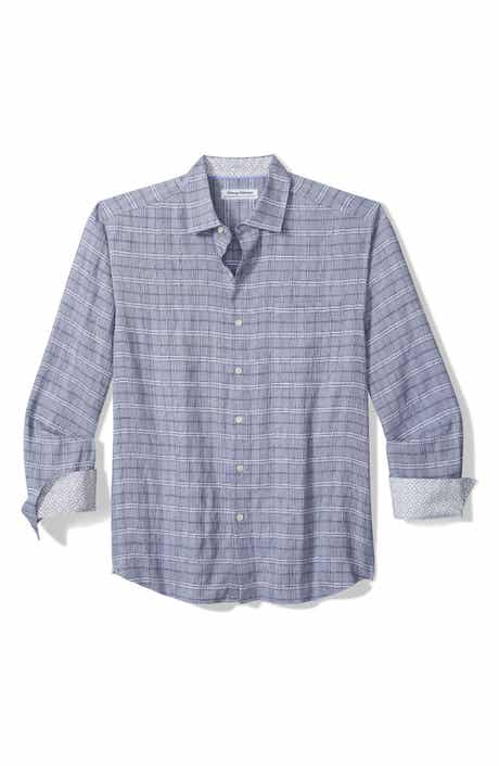 Barbados Breeze Playa Plaid Stretch Linen Blend Button-Up Shirt