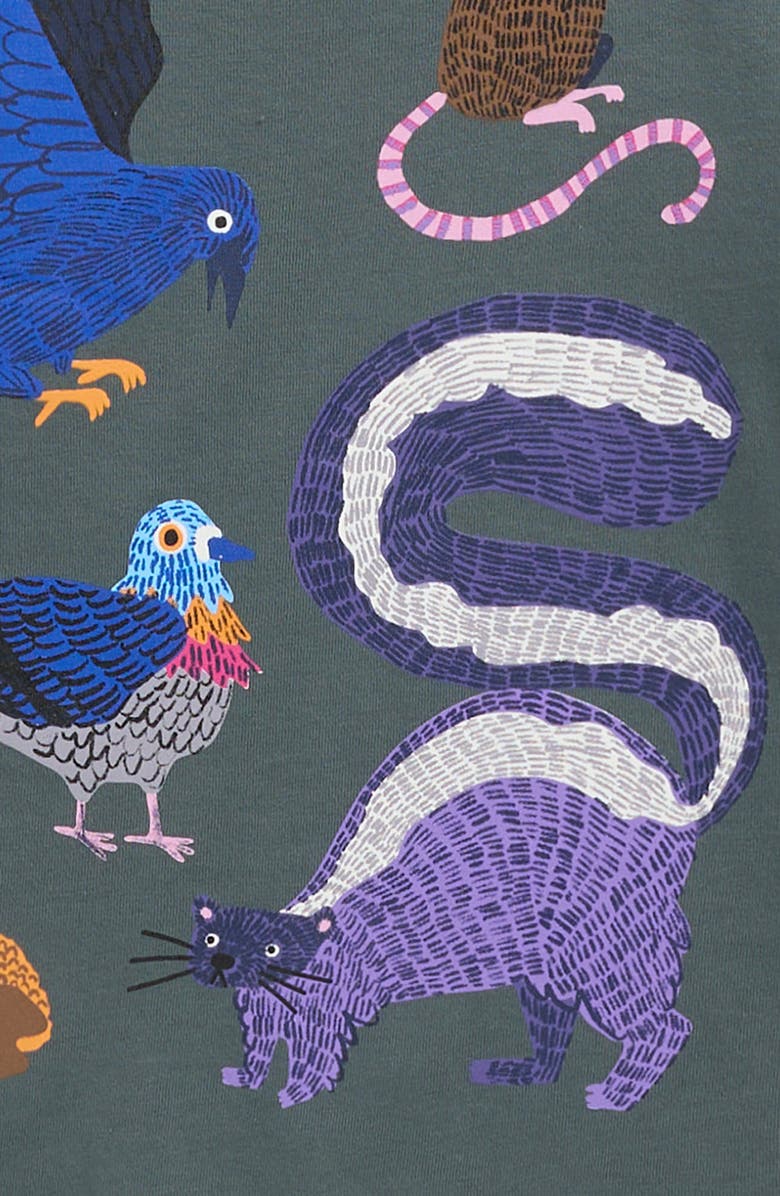 Mini Boden Kids' Long Sleeve Graphic T-Shirt, Alternate, color, Smoke Woodland Friends