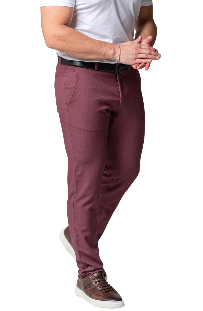 Maceoo Dot Red Slim Fit Four Way Stretch Pants, Alternate, color, Red