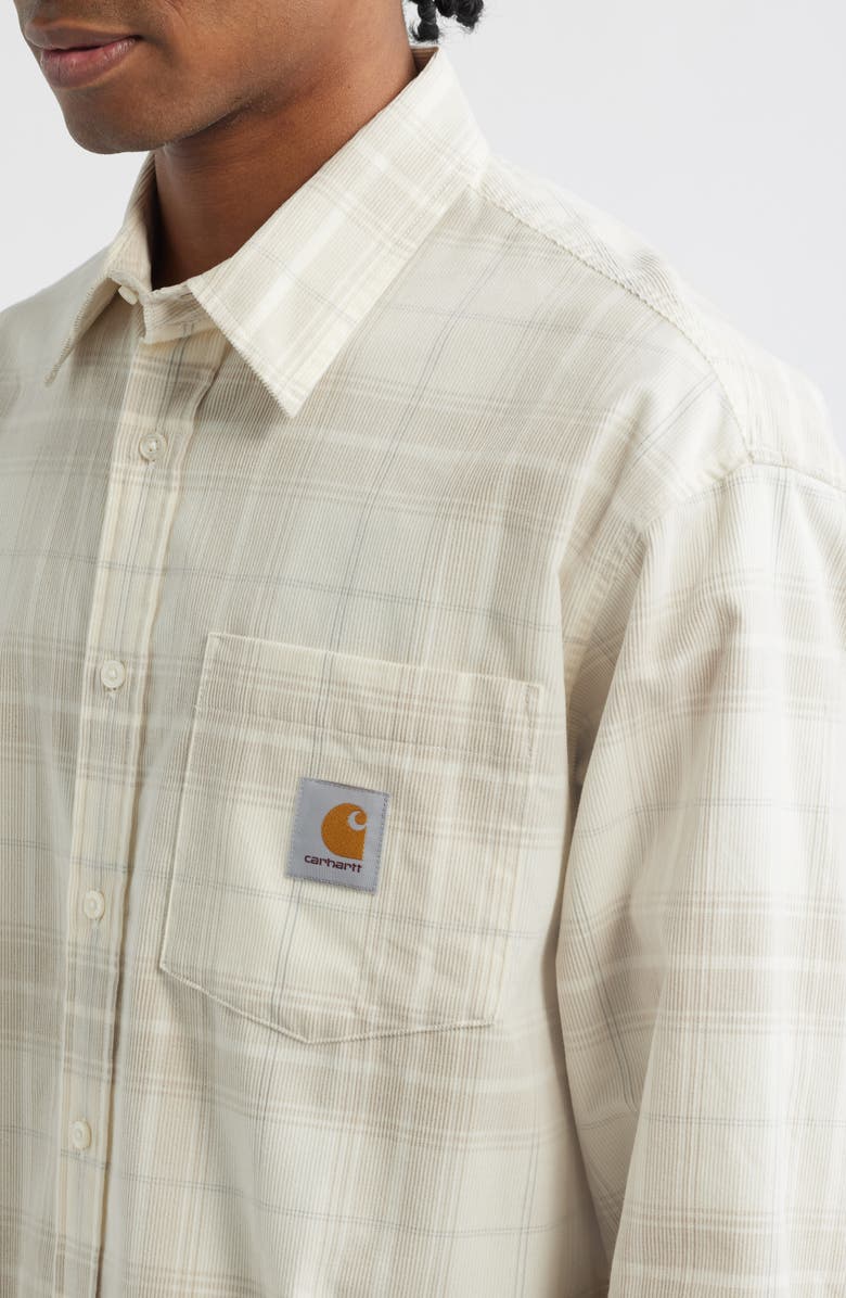 Carhartt Work In Progress Wilber Check Corduroy Button-Up Shirt, Alternate, color, Wilber Check, Natural