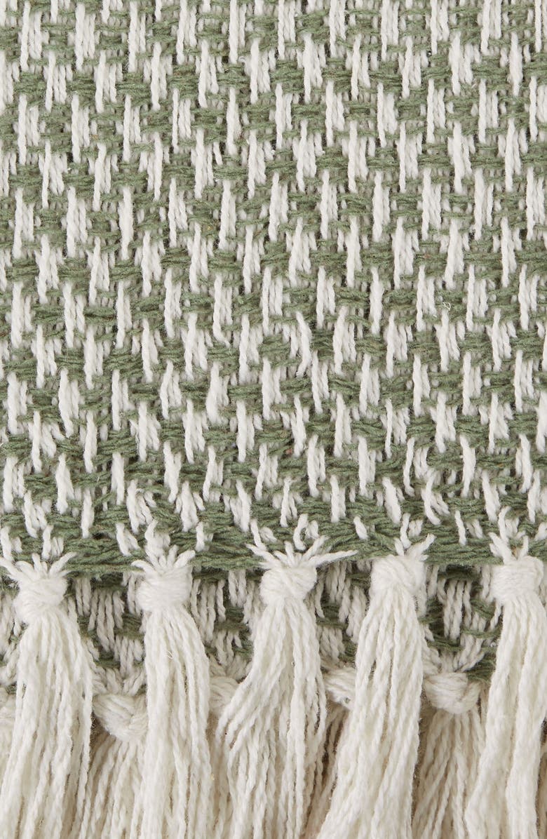 Design Imports Tassel Woven Cotton Throw Blanket, Alternate, color, Green