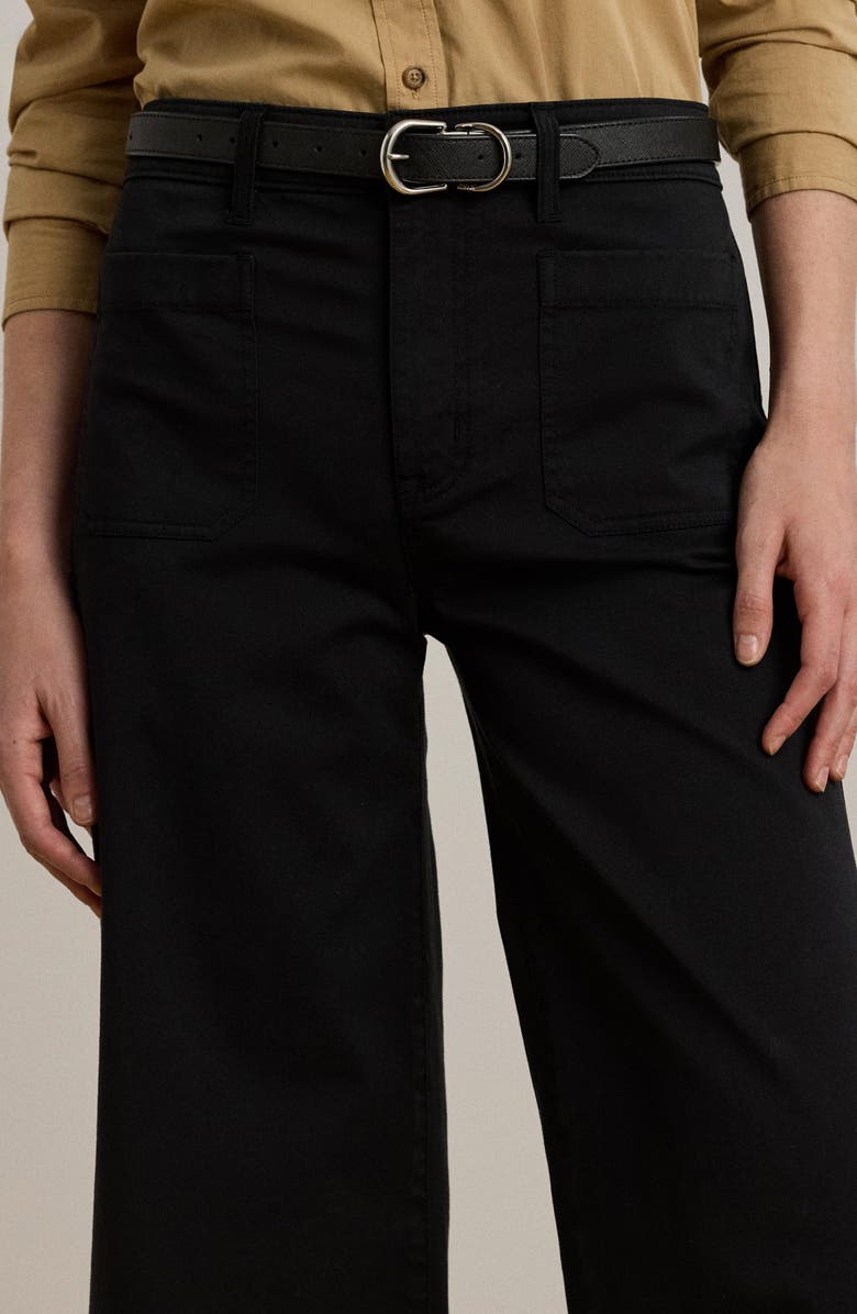 Lauren Ralph Lauren Stretch Cotton Twill Crop Pants, Alternate, color, Black