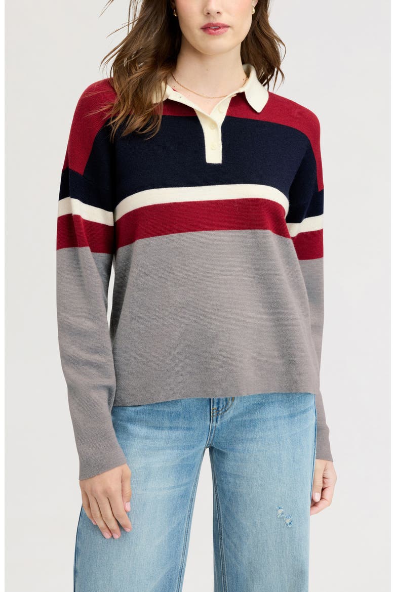 Oversized Polo Sweater, Main, color, CRANBERRY