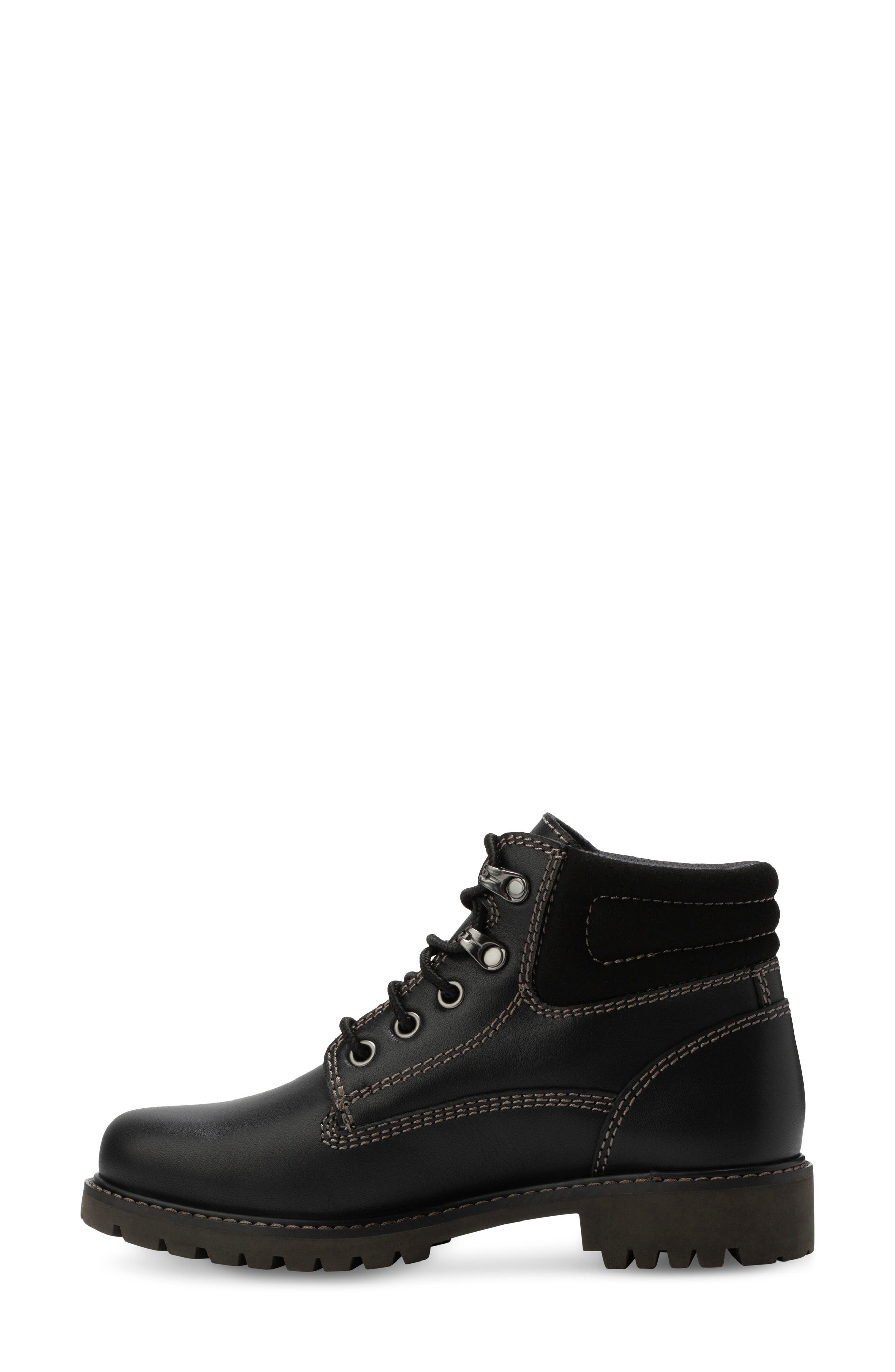 Edina Leather Hiking Boot, Alternate, color, BLACK