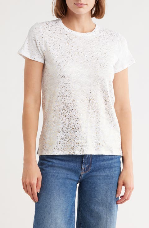 Metallic Slub Cotton Jersey T-Shirt