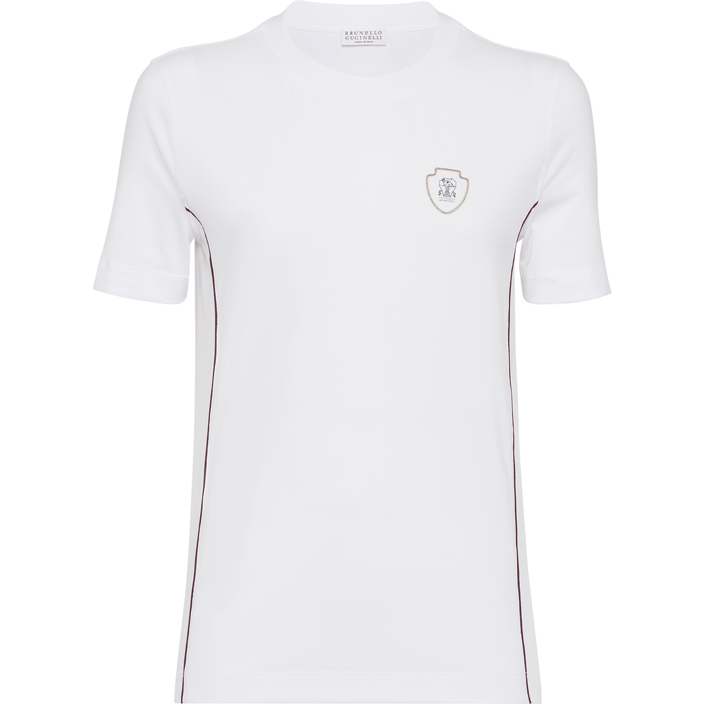 Brunello Cucinelli Techno Jersey Embellished T-shirt In White