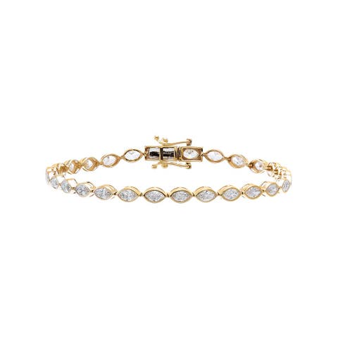 Lab Grown Diamond Marquise Bezel Tennis Bracelet 14K
