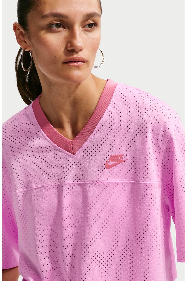 Oversize Heritage Crop Mesh Jersey, Alternate, color, PINK RISE/ PEONY/ PEONY