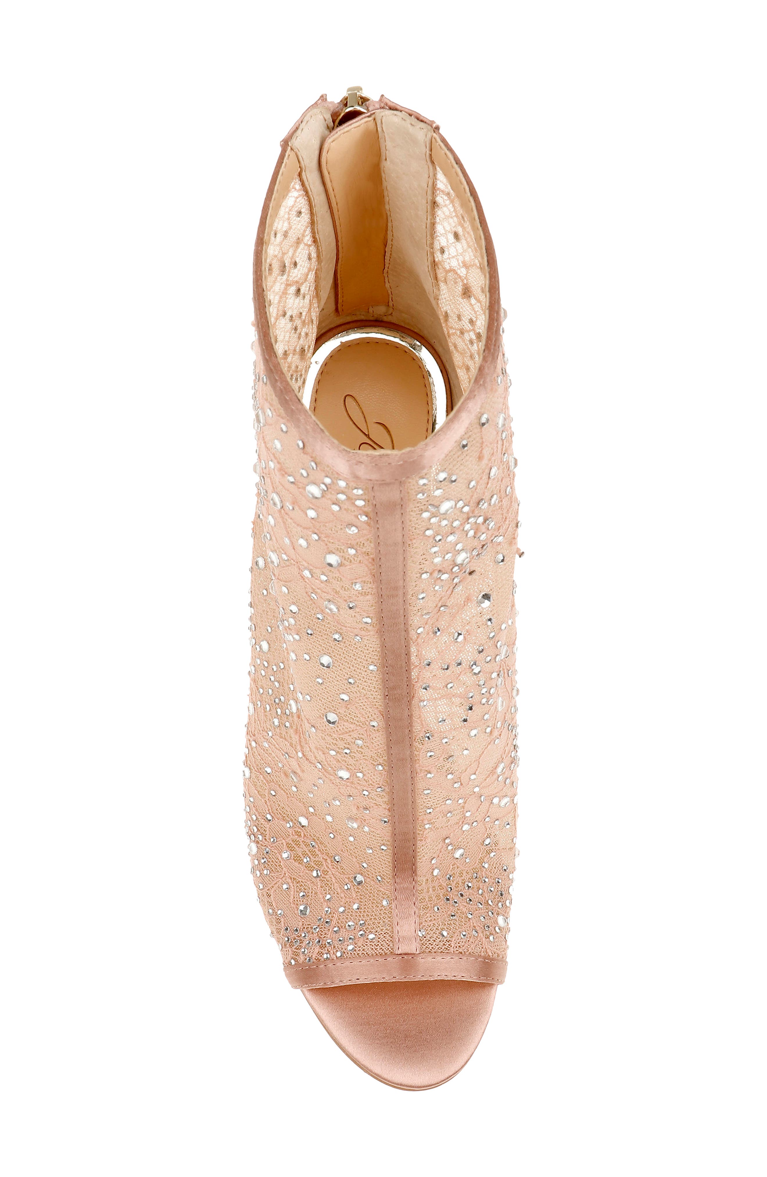 Jewel Badgley Mischka Jewel Crystal Embellished Lace Bootie, Alternate, color, Blush Lace