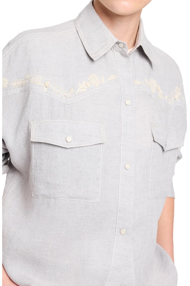 Carter Embroidered Yoke Snap Top, Alternate, color, LIGHT HEATHER GREY
