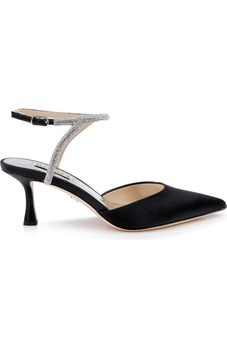 Badgley Mischka Collection Autumn Pointed Toe Ankle Strap Pump, Alternate, color, Blacksatin