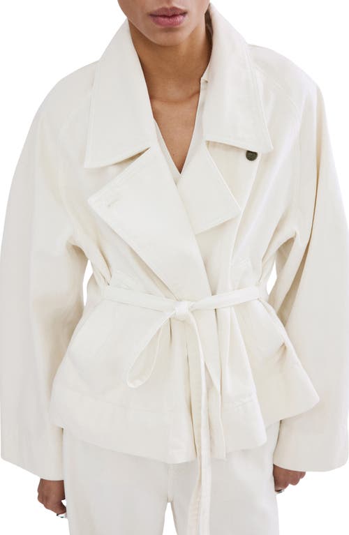 Mango Belted Denim Trench Coat In White