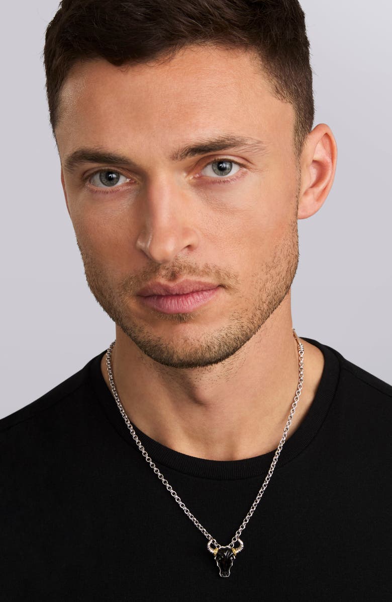 LAGOS Men's Anthem Bull Pendant Necklace, Alternate, color, Black