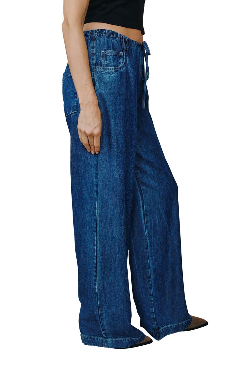Drawstring Waist Jeans, Alternate, color, DEEP BLUE RINSE