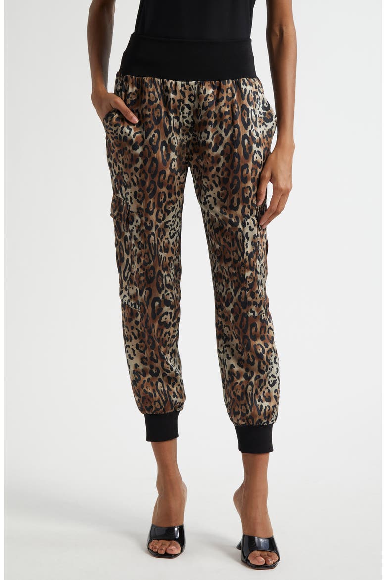 Giles Leopard Print Cargo Joggers, Main, color, BLACK/ SAHARA