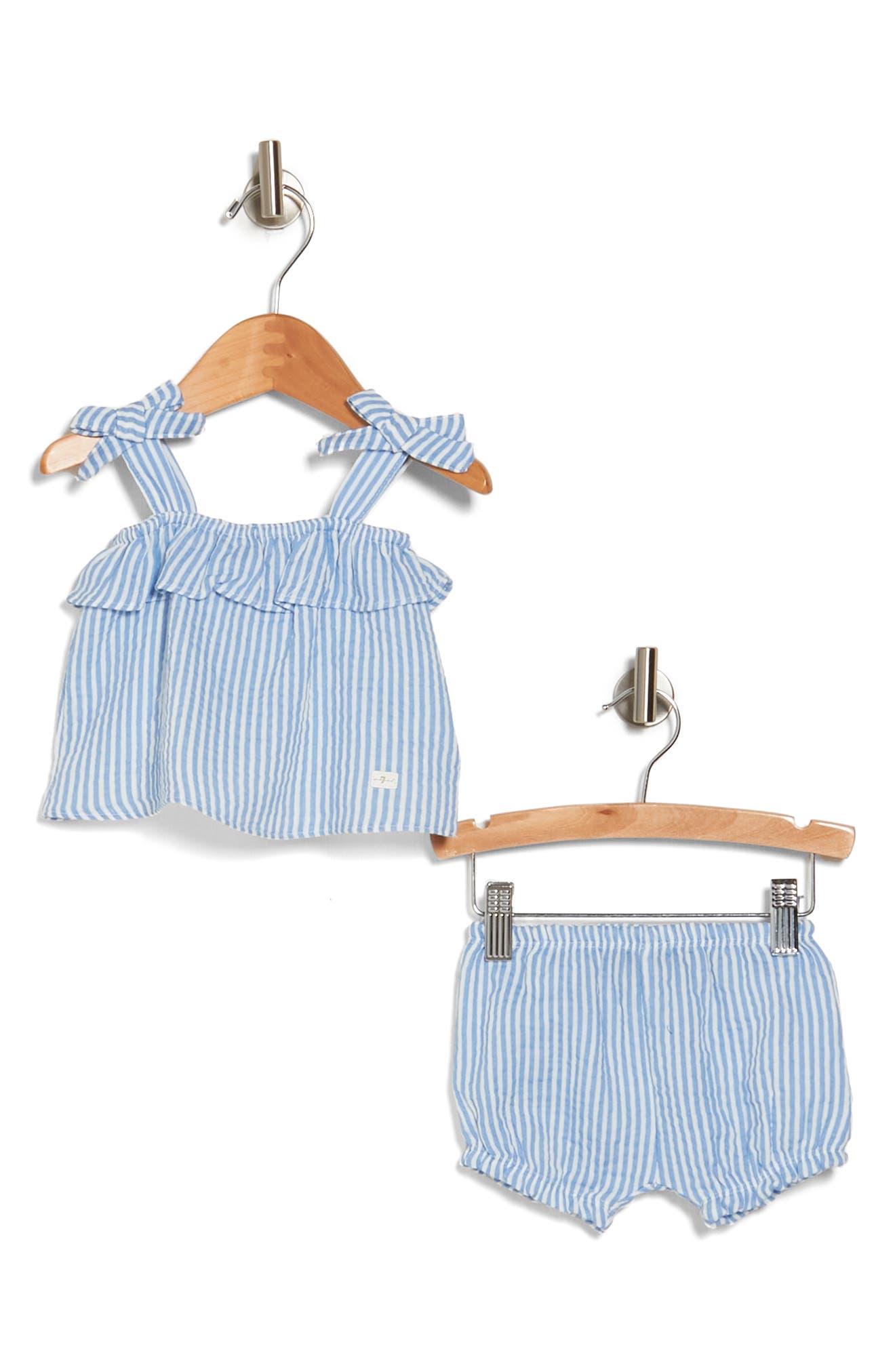 7 For All Mankind Cotton Seersucker Tank & Shorts Set