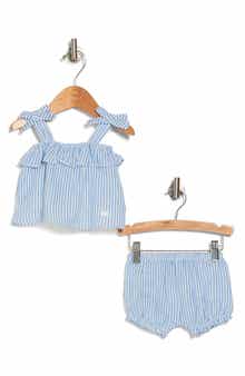 7 For All Mankind Cotton Seersucker Tank & Shorts Set