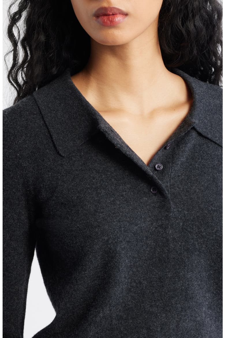 Tove Wool & Cashmere Polo Sweater, Alternate, color, CHARCOAL