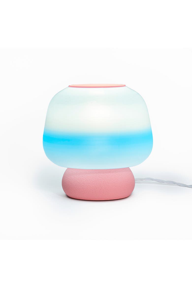 Portobello 10" Modern Classic Plant-Based Filament Dimmable LED 3D Printed Mushroom Table Lamp, Main, color, Blue/White/Light Pink