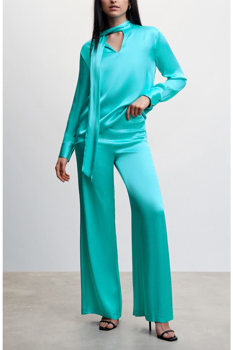 Satin Palazzo Pants, Alternate, color, TURQUOISE
