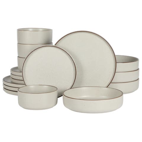 Gelston Stoneware Matte Reactive Glaze Plates and Bowl Dinnerware Set