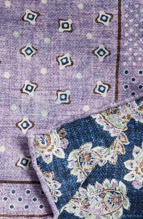 Shop Edward Armah Dot & Paisley Reversible Silk Pocket Square In Lavender
