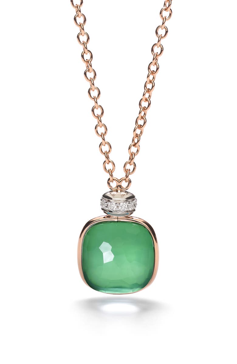 Pomellato Nudo Prasiolite Green Agate & Diamond Pendant Necklace, Main, color, Prasiolite/ Green Agate