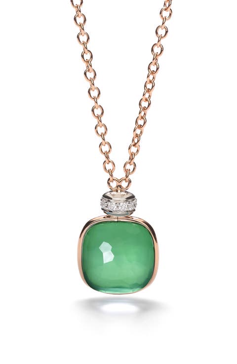 Nudo Prasiolite Green Agate & Diamond Pendant Necklace