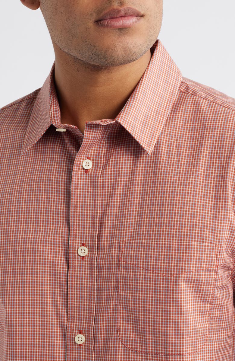 Pendleton Academy Check Pima Cotton Short Sleeve Button-Up Shirt, Alternate, color, Brick/ Blue Plaid