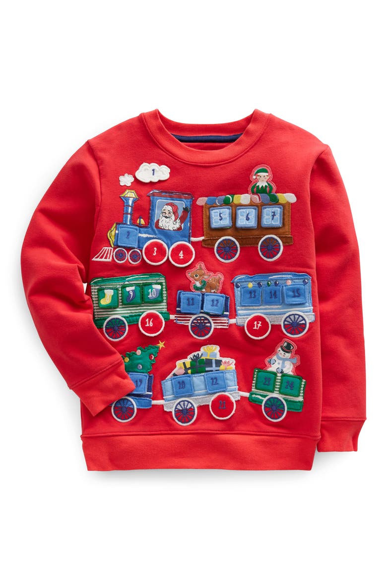 Kids' Advent Calendar Crewneck Sweatshirt, Main, color, RED