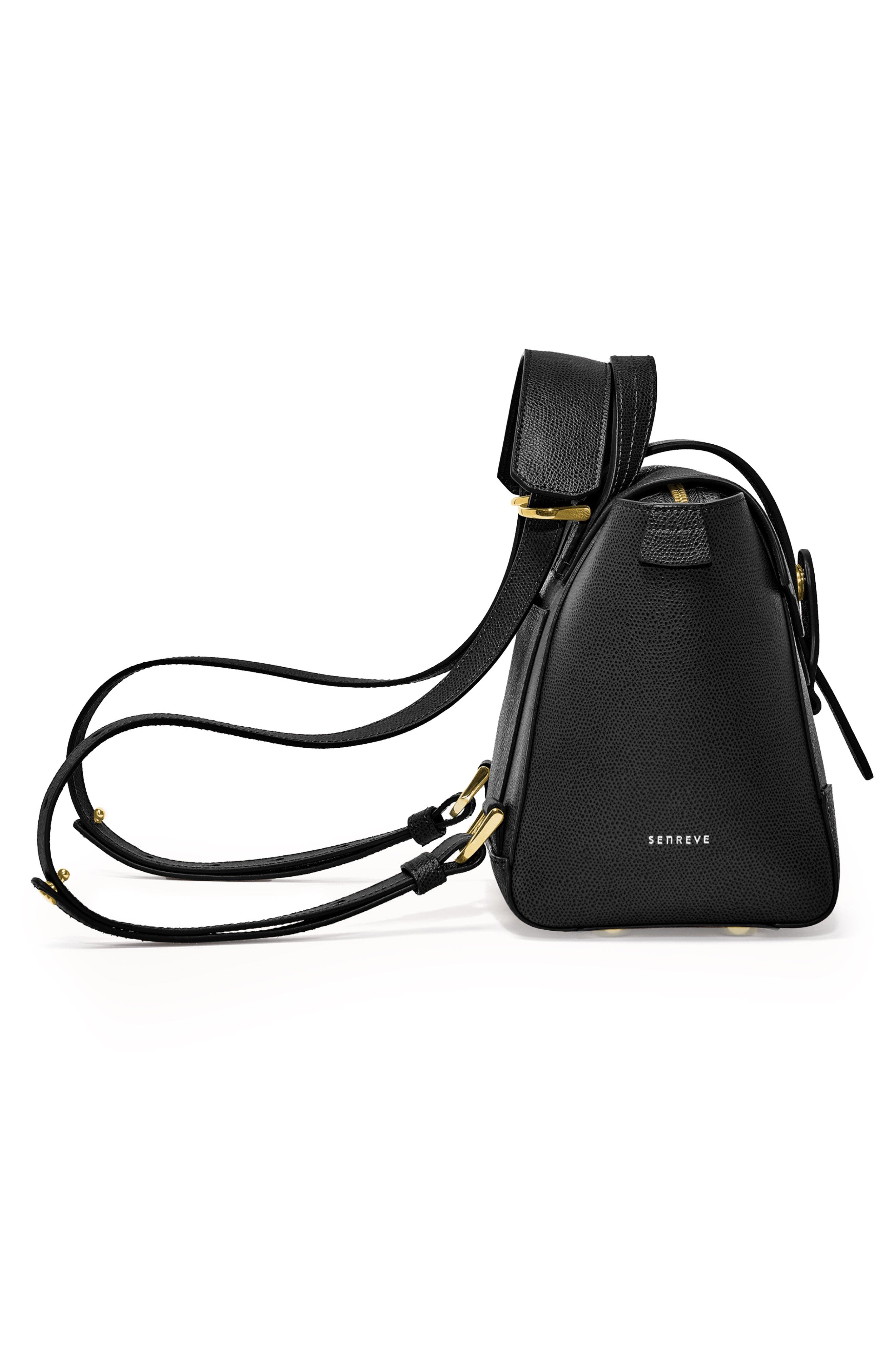 SENREVE Mini Maestra Pebbled Leather 4-Way Convertible Handbag, Alternate, color, Noir
