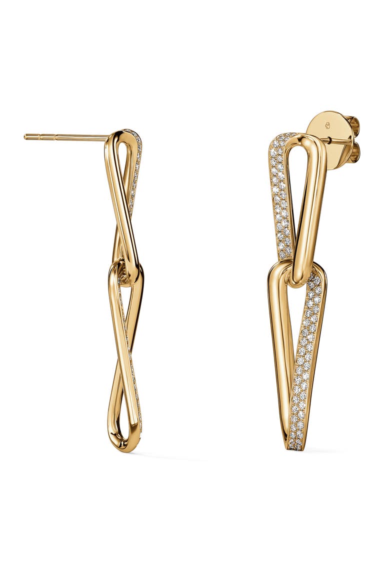 INSIDE/OUT 18K Gold Diamond Link Small Earrings, 0.75ct., Alternate, color, YELLOW GOLD