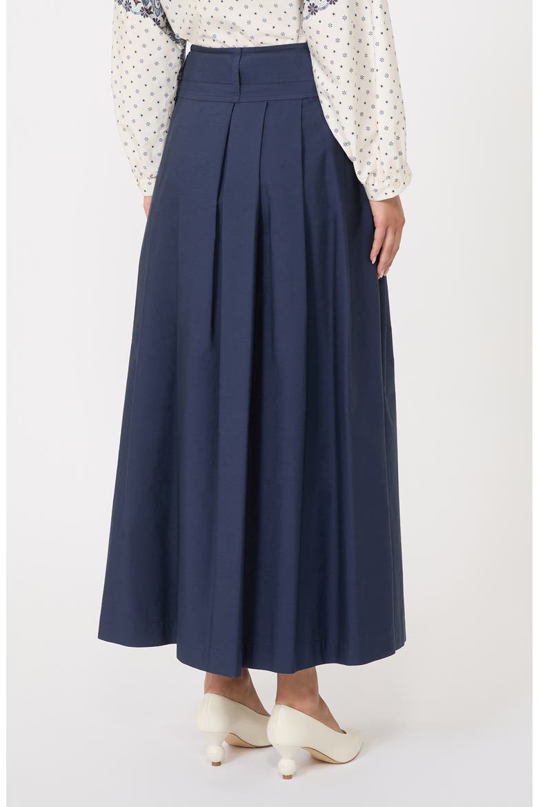 Agiate Tie Waist Cotton Skirt, Alternate, color, NAVY